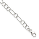 925 White Gold 9 mm Polished Chain Anklet, Solid detail view