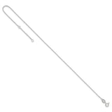 925 White Gold 1 mm Polished Chain Anklet, Solid detail view