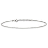 925 White Gold 1.5 mm Polished Chain Anklet, Solid alternate angle