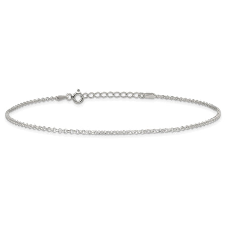 925 White Gold 1.5 mm Polished Chain Anklet, Solid alternate angle