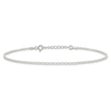 925 White Gold 2 mm Polished Chain Anklet, Solid alternate angle