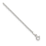 925 White Gold 2 mm Polished Chain Anklet, Solid detail view