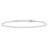 925 White Gold 1.3 mm Singapore Chain Anklet, Polished alternate angle