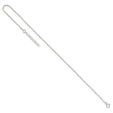 925 White Gold 1.3 mm Singapore Chain Anklet, Polished detail view