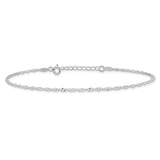 925 White Gold 1.5 mm Singapore Chain Anklet, Polished alternate angle