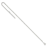 925 White Gold 1.5 mm Singapore Chain Anklet, Polished detail view