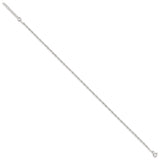 925 White Gold 2 mm Polished Chain Anklet, Solid
