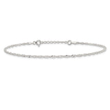 925 White Gold 2 mm Polished Chain Anklet, Solid alternate angle