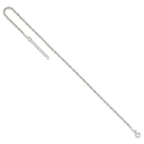 925 White Gold 2 mm Polished Chain Anklet, Solid detail view