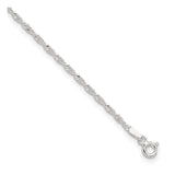 925 White Gold 2 mm Polished Chain Anklet, Solid detail view