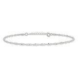 925 White Gold 2 mm Singapore Chain Anklet, Polished alternate angle