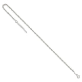 925 White Gold 2 mm Singapore Chain Anklet, Polished detail view