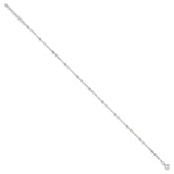 925 White Gold 1 mm Polished Chain Anklet, Solid