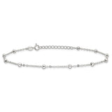 925 White Gold 1 mm Polished Chain Anklet, Solid alternate angle