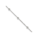925 White Gold 1 mm Polished Chain Anklet, Solid detail view