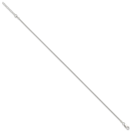 925 White Gold 1.5 mm Polished Chain Anklet, Solid