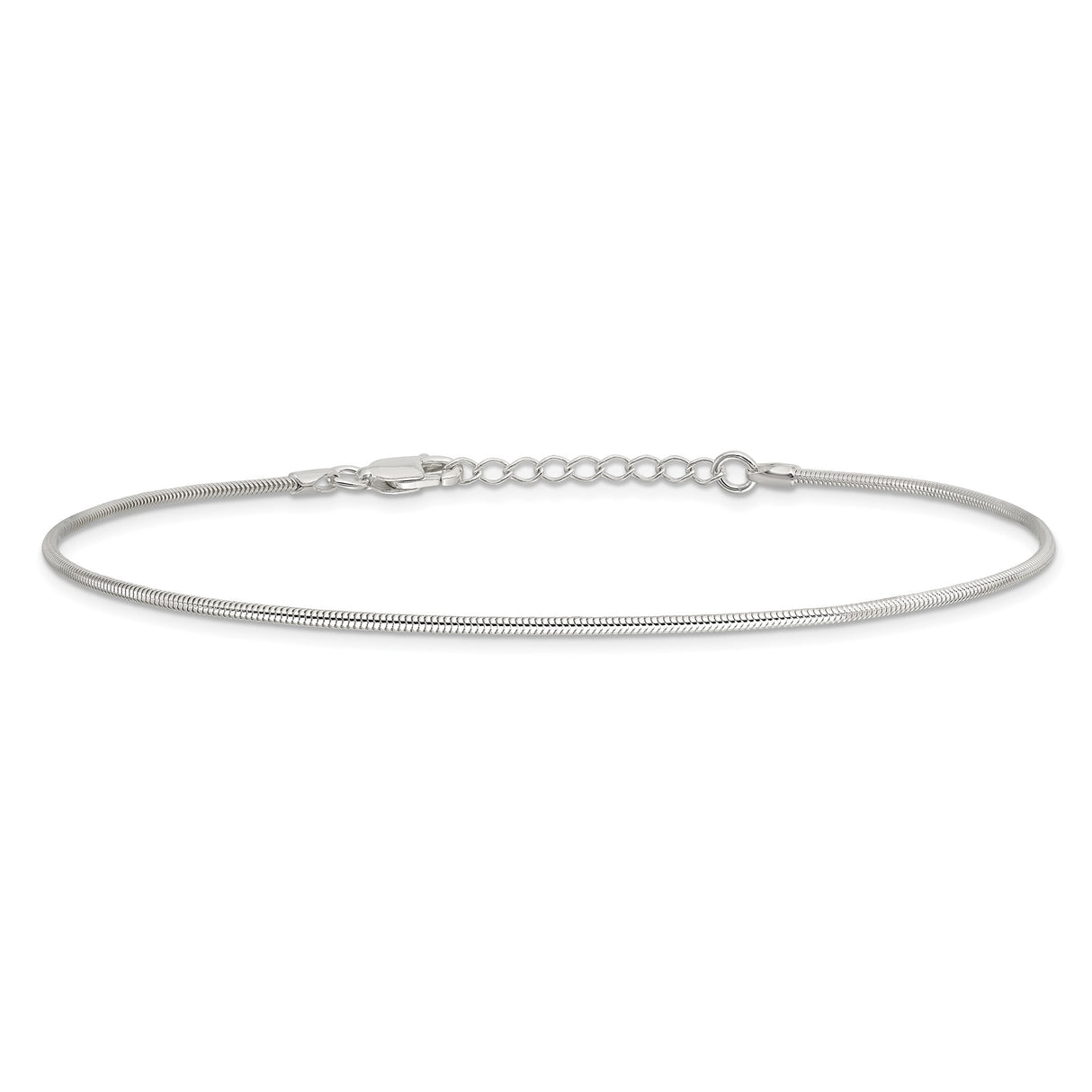 925 White Gold 1.5 mm Polished Chain Anklet, Solid alternate angle