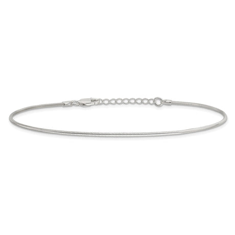 925 White Gold 1.5 mm Polished Chain Anklet, Solid alternate angle