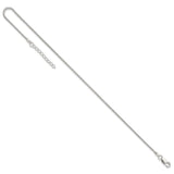 925 White Gold 1.5 mm Polished Chain Anklet, Solid detail view