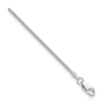 925 White Gold 1.5 mm Polished Chain Anklet, Solid detail view