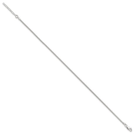 925 White Gold 1.5 mm Polished Chain Anklet, Solid