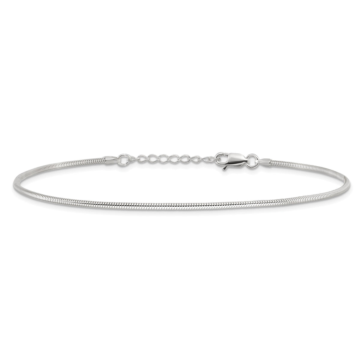 925 White Gold 1.5 mm Polished Chain Anklet, Solid alternate angle