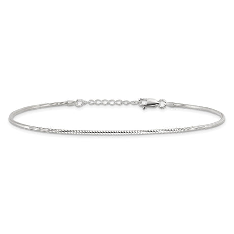 925 White Gold 1.5 mm Polished Chain Anklet, Solid alternate angle