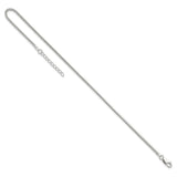 925 White Gold 1.5 mm Polished Chain Anklet, Solid detail view