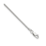 925 White Gold 1.5 mm Polished Chain Anklet, Solid detail view