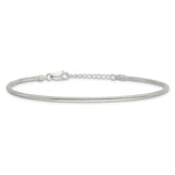 925 White Gold 2.5 mm Polished Chain Anklet, Solid alternate angle