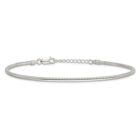 925 White Gold 2.5 mm Polished Chain Anklet, Solid alternate angle