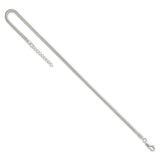 925 White Gold 2.5 mm Polished Chain Anklet, Solid detail view