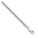 925 White Gold 2.5 mm Polished Chain Anklet, Solid detail view