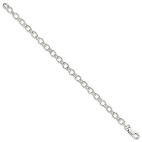 925 White Gold 6 mm Polished Chain Bracelet, Solid