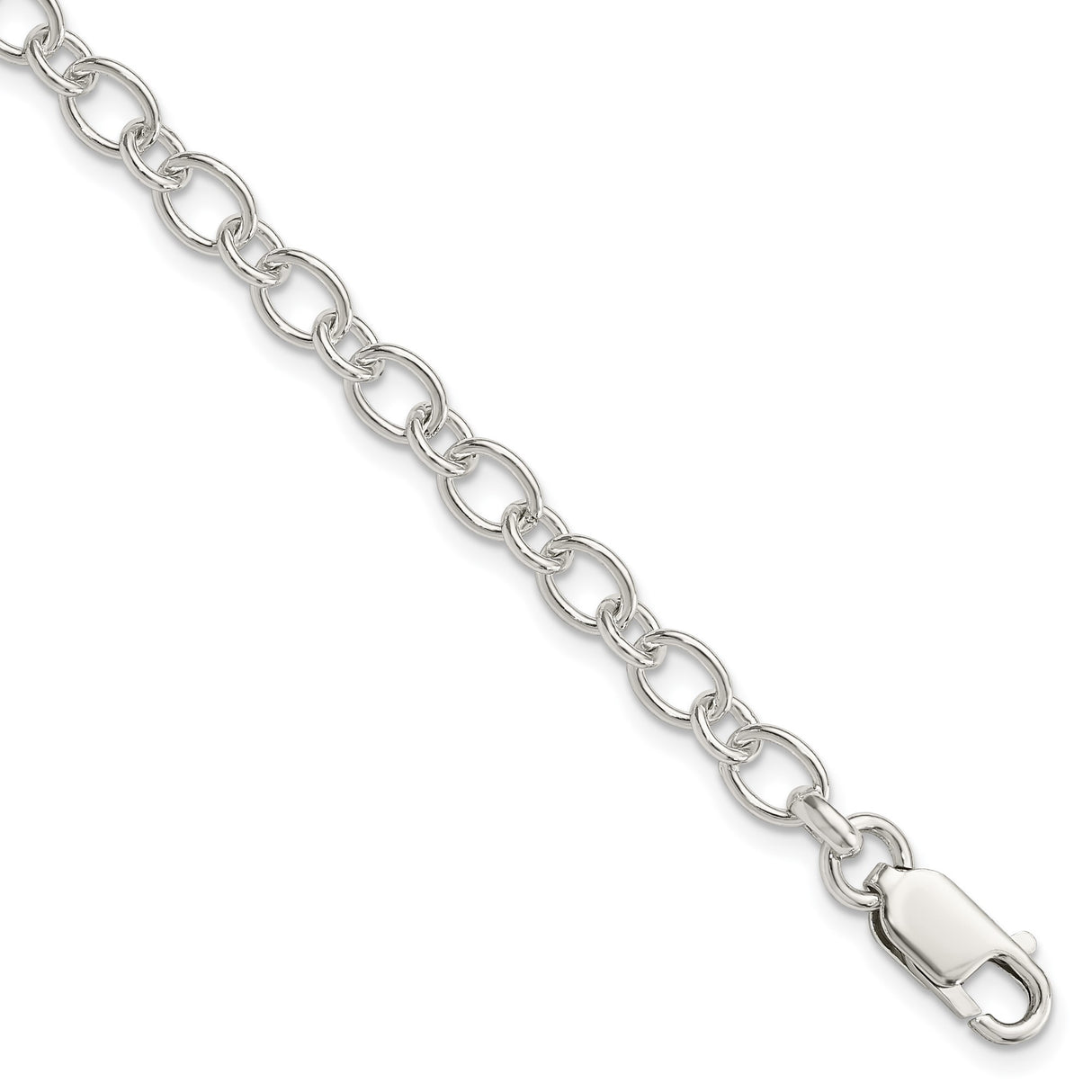 925 White Gold 6 mm Polished Chain Bracelet, Solid alternate angle