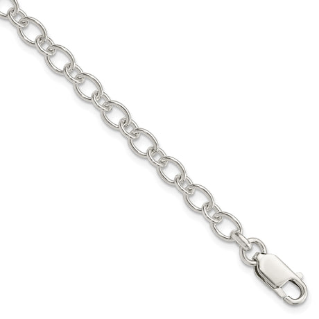 925 White Gold 6 mm Polished Chain Bracelet, Solid alternate angle