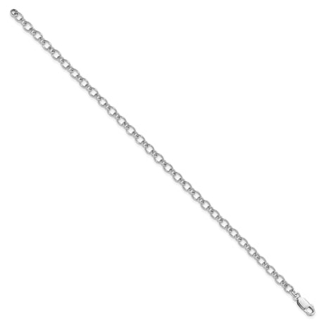 925 White Gold 5.25 mm Solid Chain Anklet