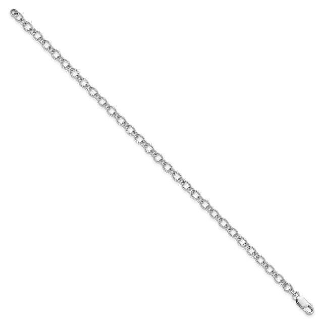 925 White Gold 5.25 mm Solid Chain Anklet