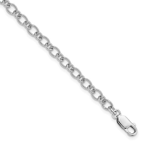 925 White Gold 5.25 mm Solid Chain Anklet alternate angle