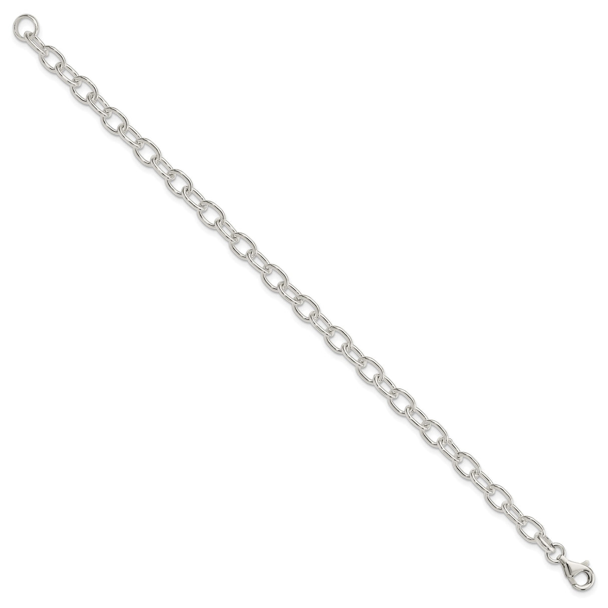 925 White Gold 6 mm Polished Chain Bracelet, Solid