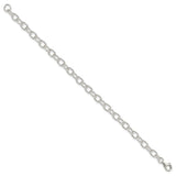 925 White Gold 6 mm Polished Chain Bracelet, Solid