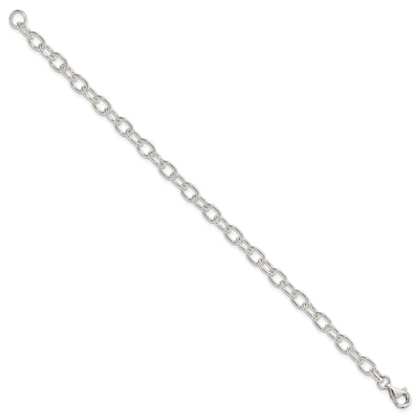 925 White Gold 6 mm Polished Chain Bracelet, Solid