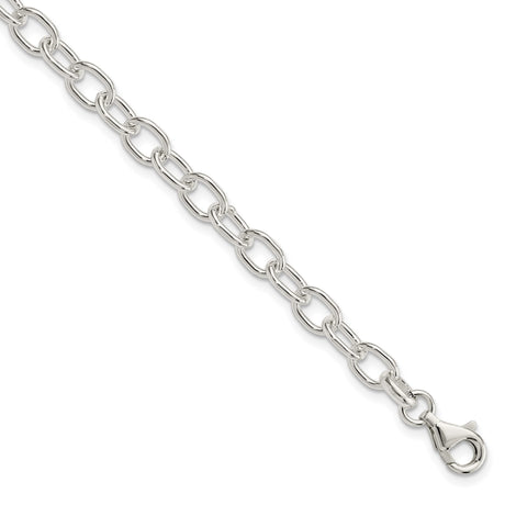 925 White Gold 6 mm Polished Chain Bracelet, Solid alternate angle