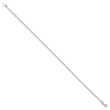 925 White Gold 2 mm Polished Chain Anklet, Solid