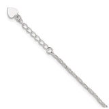 925 White Gold 2 mm Polished Chain Anklet, Solid detail view