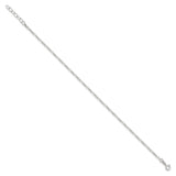 925 White Gold 2 mm Figaro Chain Anklet, Polished