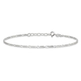 925 White Gold 2 mm Figaro Chain Anklet, Polished alternate angle