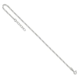 925 White Gold 2 mm Figaro Chain Anklet, Polished detail view