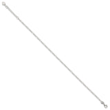 925 White Gold 6 mm Figaro Chain Anklet, Polished