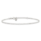 925 White Gold 6 mm Figaro Chain Anklet, Polished alternate angle